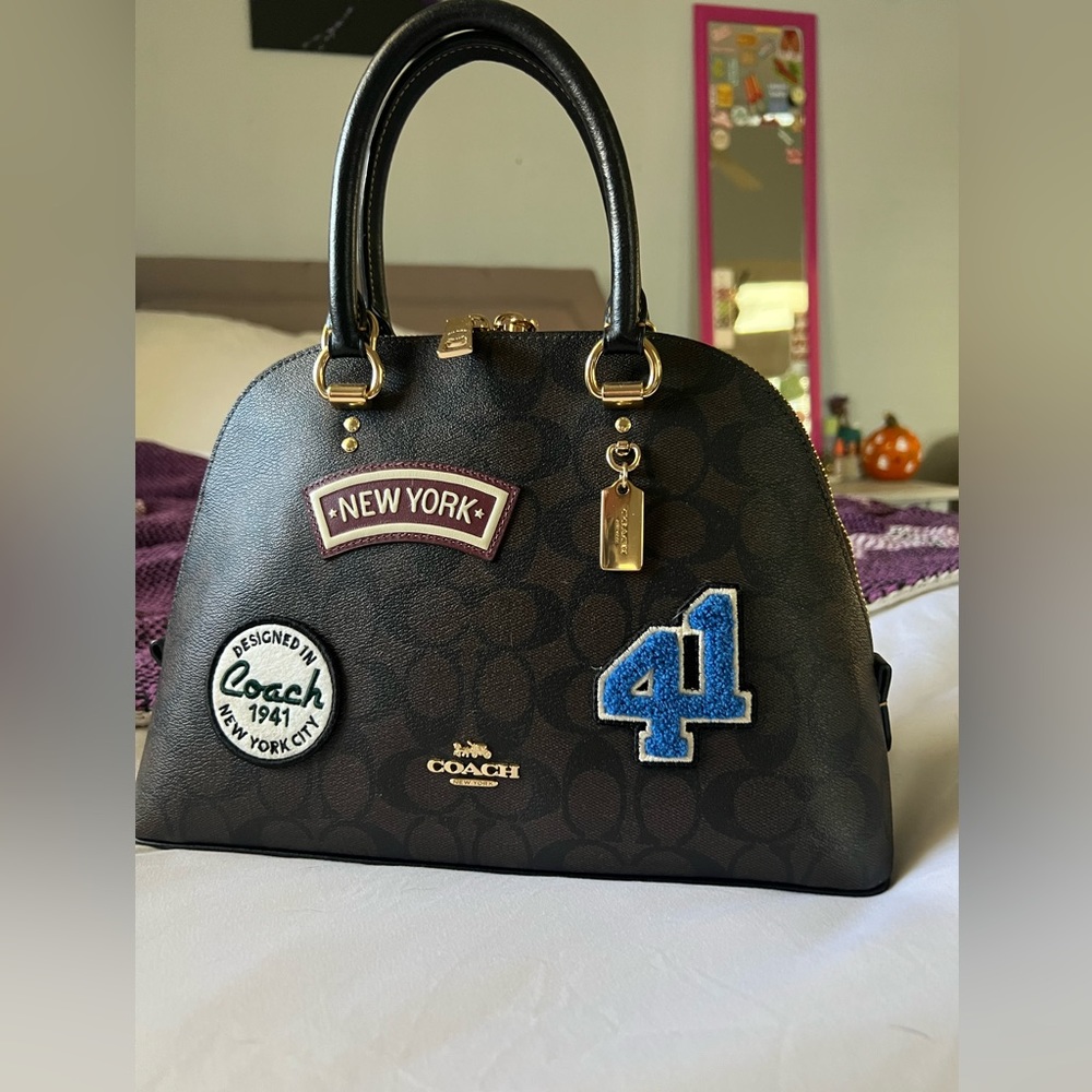 Authentic COACH handbag New York NYC stamps and badges includes crossbody strap